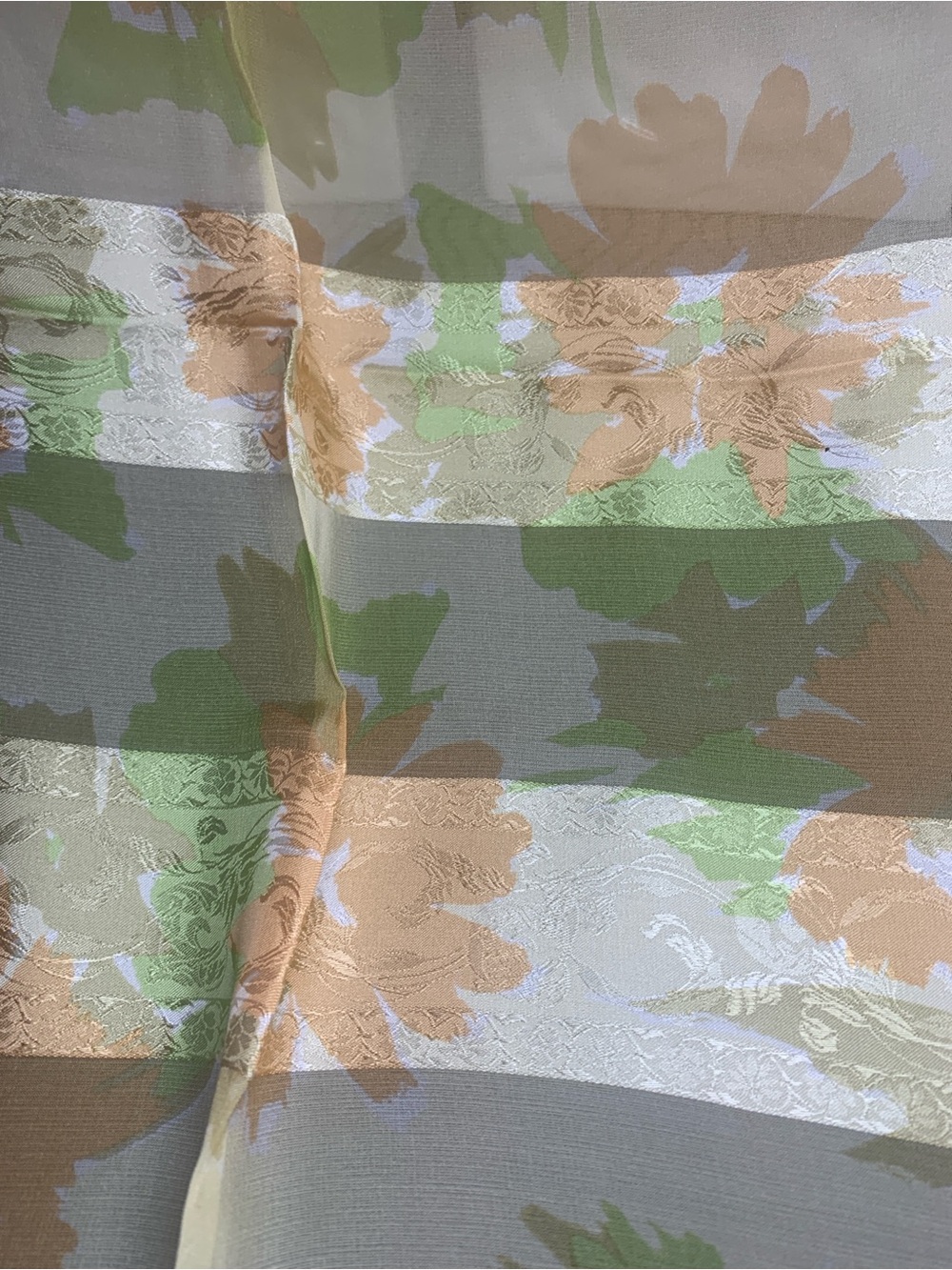 Givenchy Peach Green Floral Silk Scarf